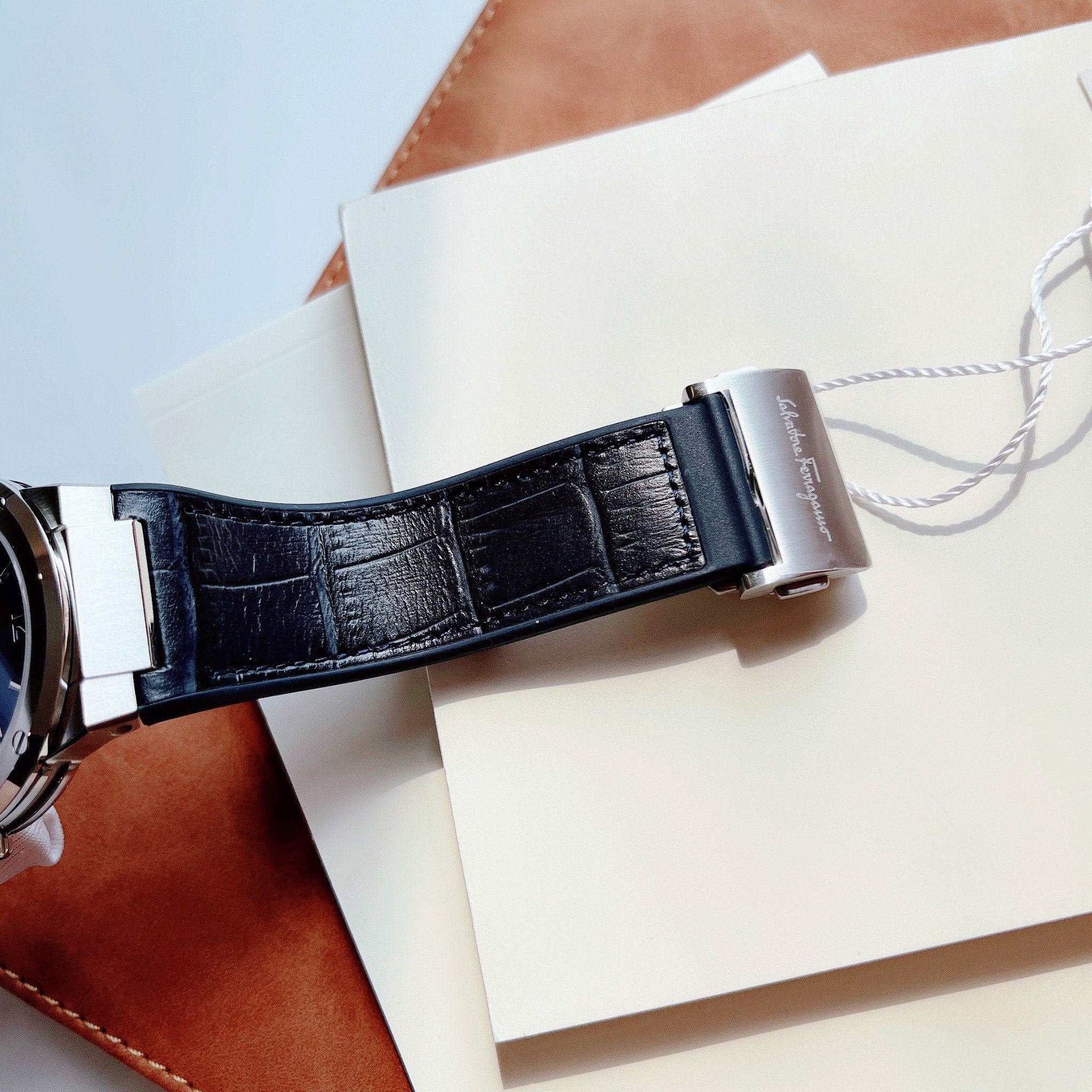 Salvatore Ferragamo F-80 Classic Black Dial Black Leather Strap Watch for Men - SFDT00619 Watches Salvatore Ferragamo   