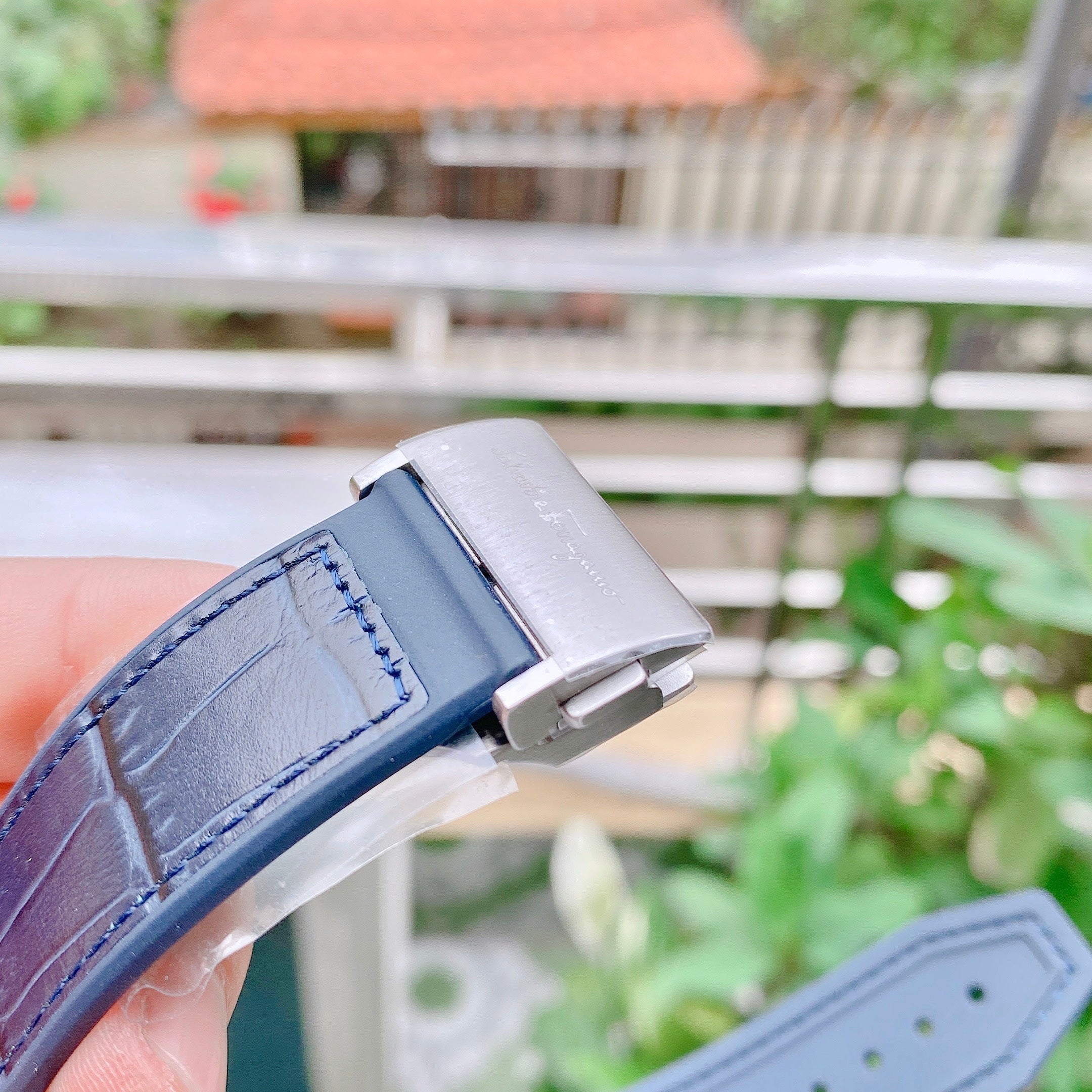 Salvatore Ferragamo F-80 Classic Blue Dial Blue Leather Strap Watch for Men - SFDT00319 Watches Salvatore Ferragamo   