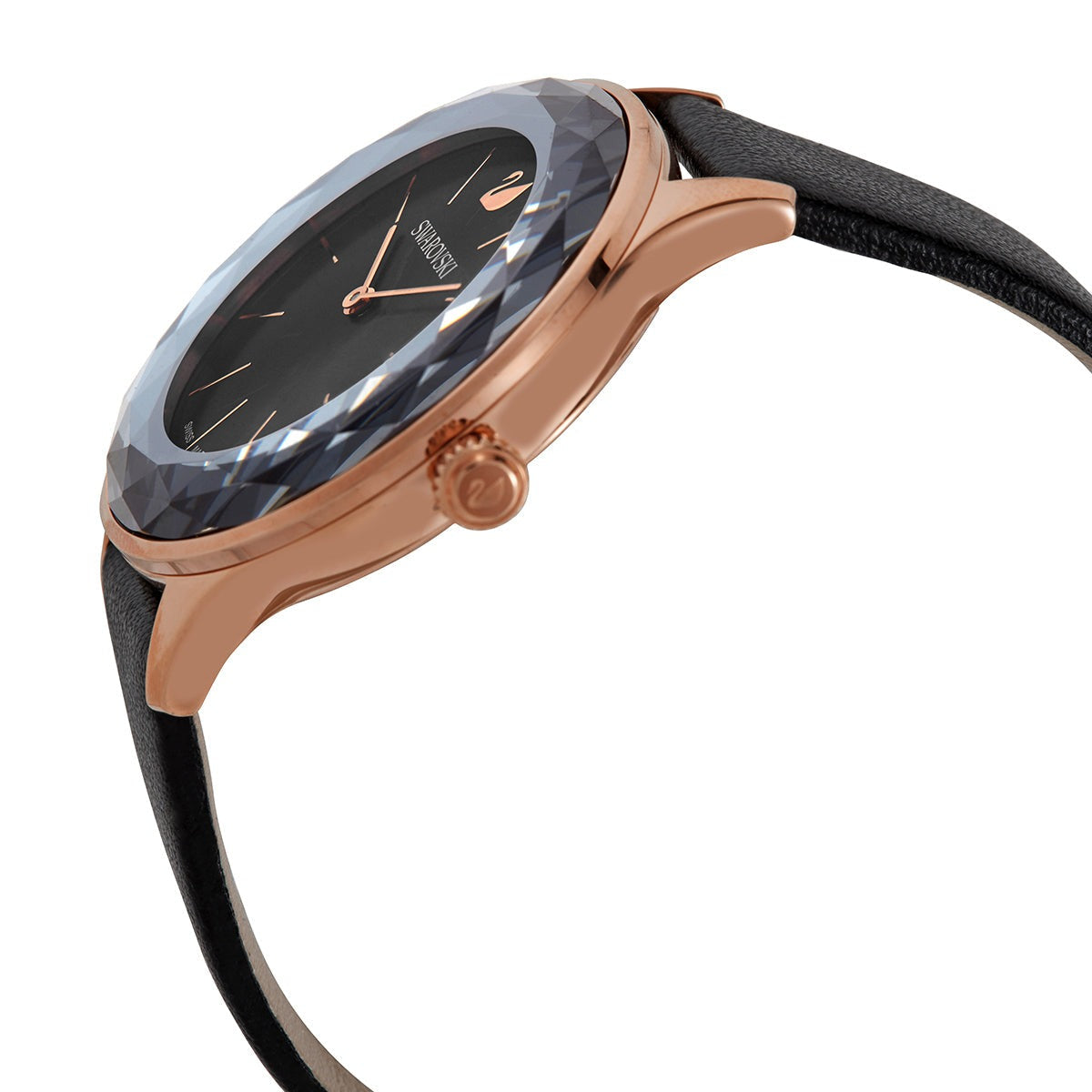 Swarovski Octea Nova Grey Dial Grey Leather Strap Watch for Women - 5295358 Watches Swarovski   