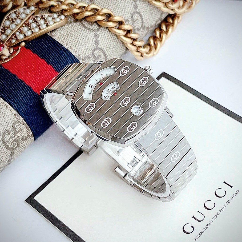 Gucci Grip Silver Dial Silver Steel Strap Watch For Women - YA157401 Watches Gucci   