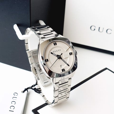 Gucci GG2570 White Dial Silver Steel Strap Watch For Women - YA142502 Watches Gucci   