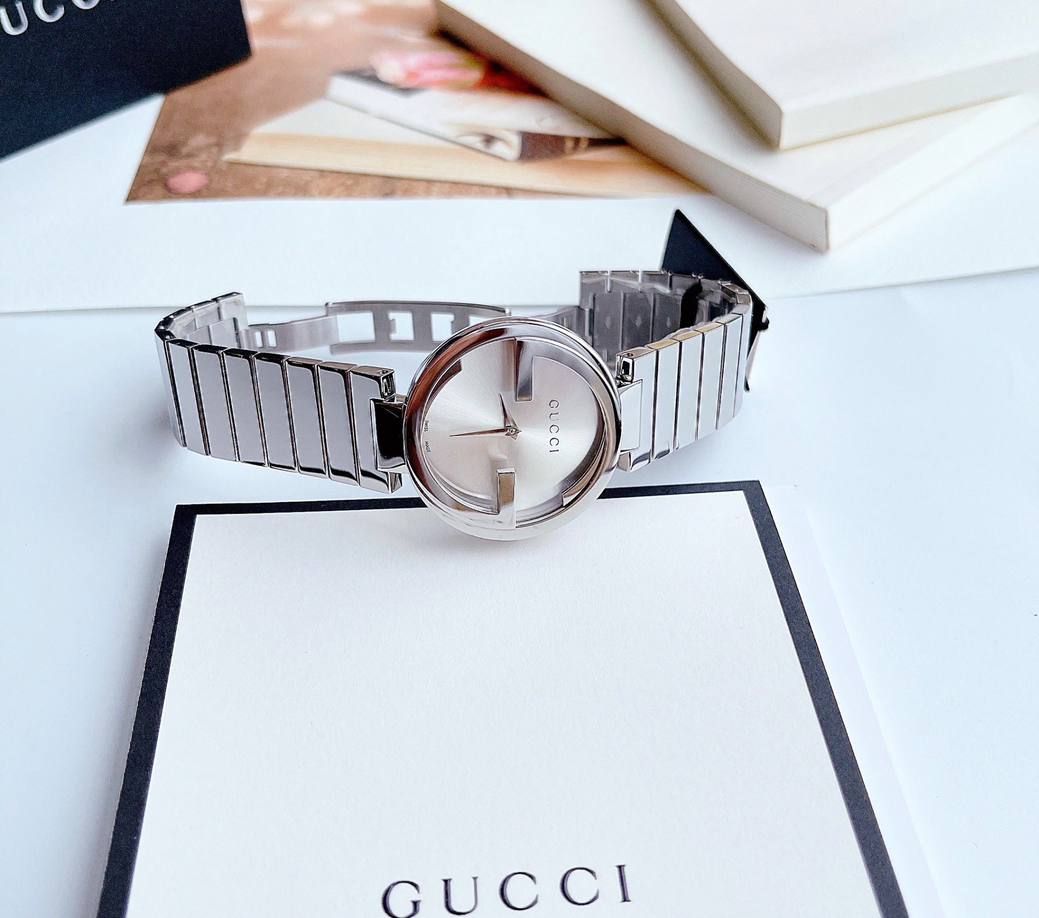 Gucci G Interlocking Silver Dial Silver Steel Strap Watch For Women - YA133308 Watches Gucci   