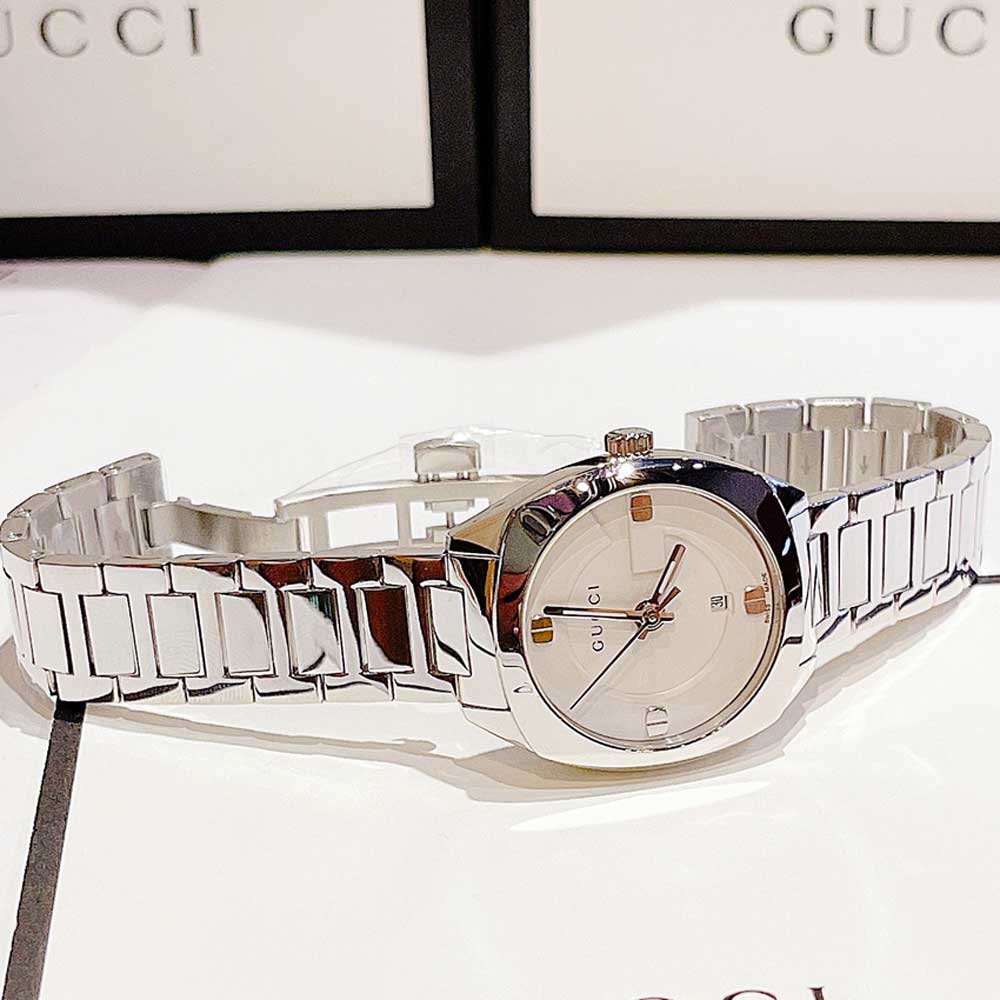 Gucci GG2570 White Dial Silver Steel Strap Watch For Women - YA142502 Watches Gucci   