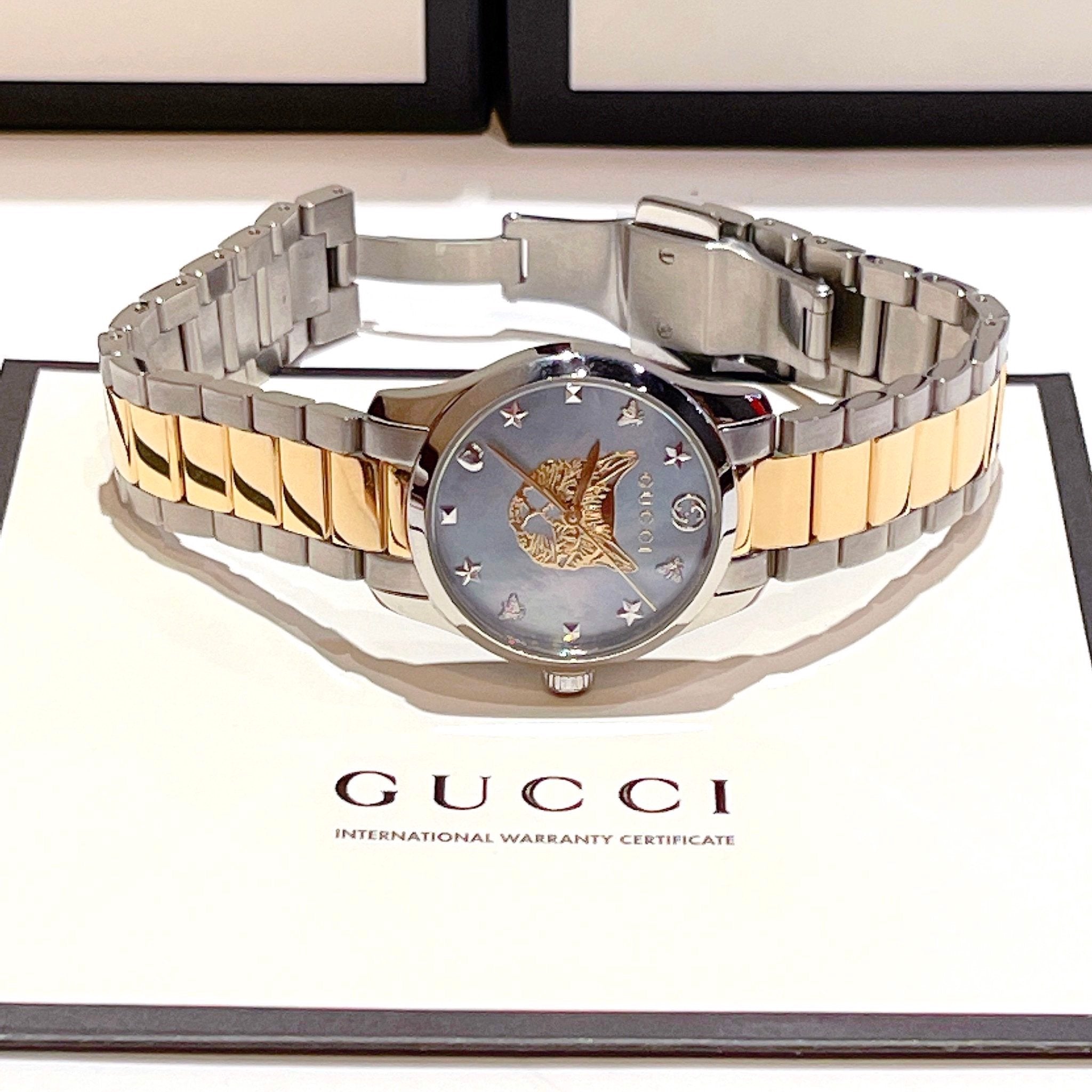 Gucci G Timeless Silver Dial Two Tone Steel Strap Watch For Women - YA1264074 Watches Gucci   