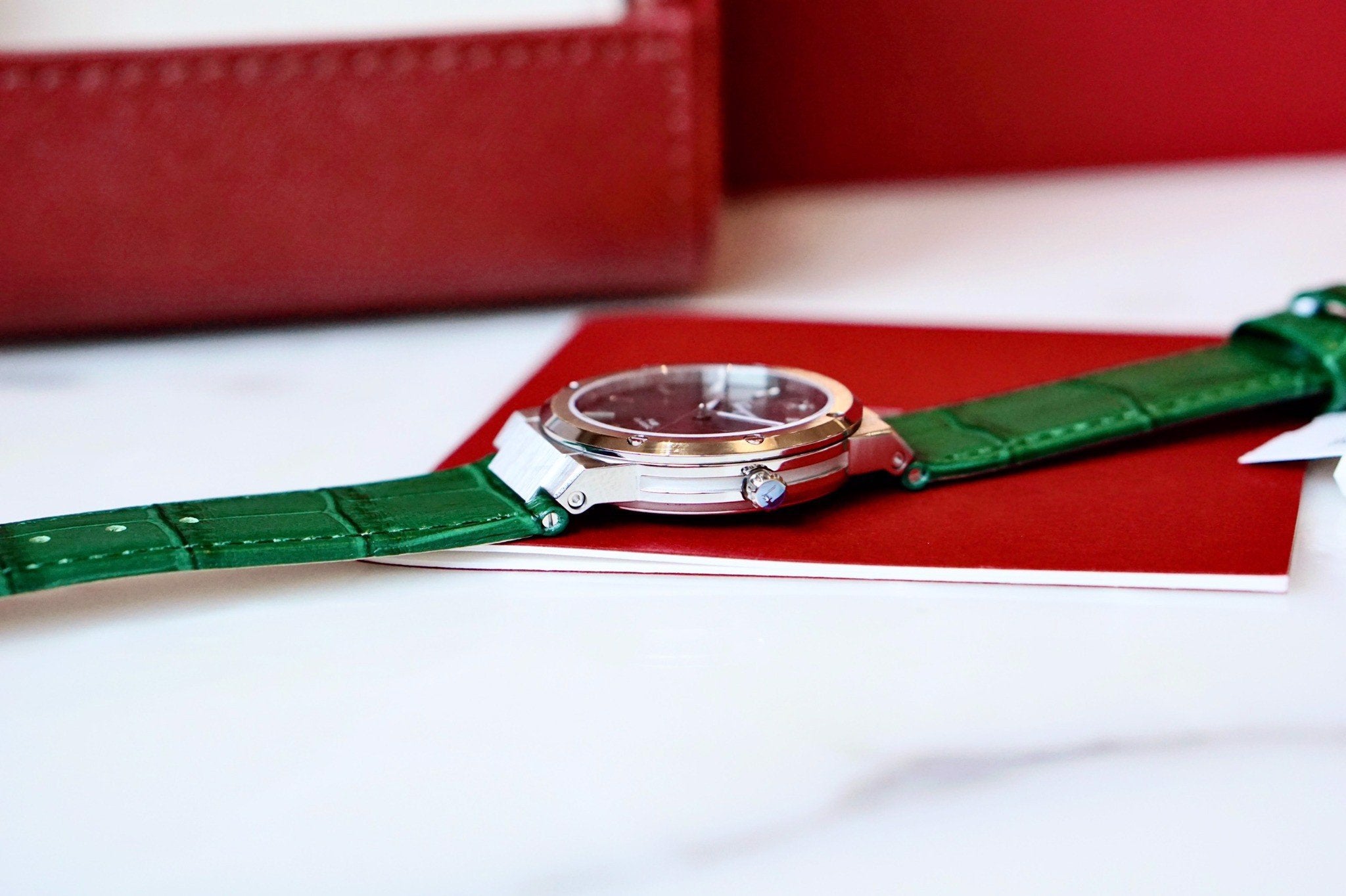 Salvatore Ferragamo F-80 Classic Green Dial Green Leather Strap Watch for Men - SFDT00519 Watches Salvatore Ferragamo   