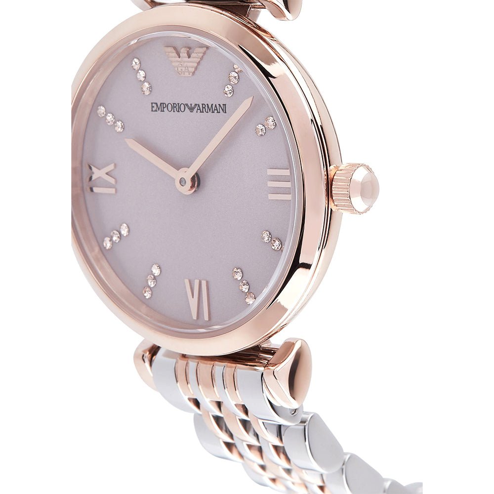 Emporio Armani Gianni T Bar Pink Dial Two Tone Stainless Steel Strap Watch For Women - AR11223 Watches Emporio Armani   