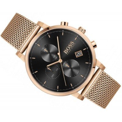 Hugo Boss Integrity Black Dial Gold Mesh Bracelet Watch for Men - 1513808 Watches Hugo Boss   
