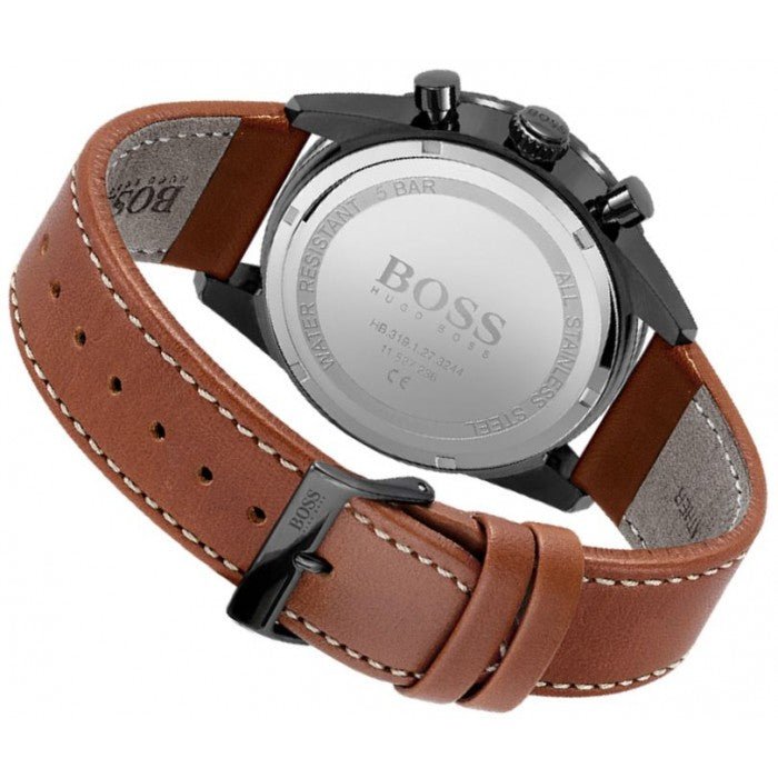 Hugo Boss Pilot Black Dial Brown Leather Strap Watch for Men - 1513851 Watches Hugo Boss   