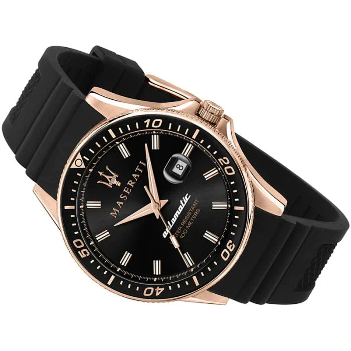 Maserati SFIDA Automatic Black Dial Rubber Strap Watch For Men - R8821140001 Watches Maserati   