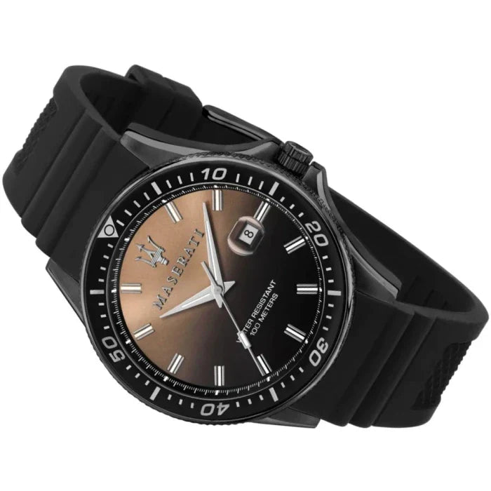 Maserati SFIDA Quartz Black Dial Black Rubber Strap Watch For Men - R8851140001 Watches Maserati   