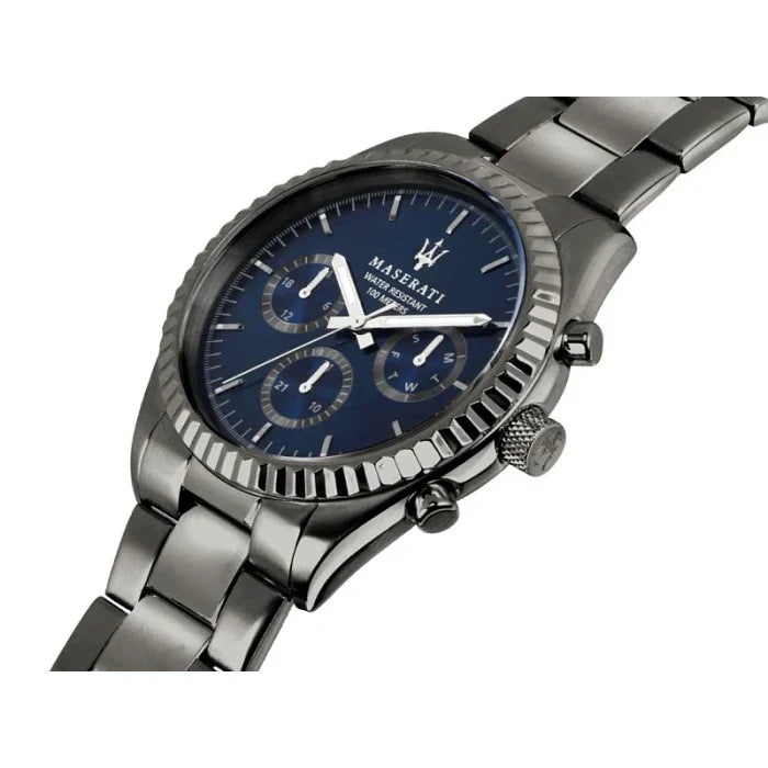 Maserati Competizione Blue Dial Stainless Steel Grey Strap Watch For Men - R8853100019 Watches Maserati   