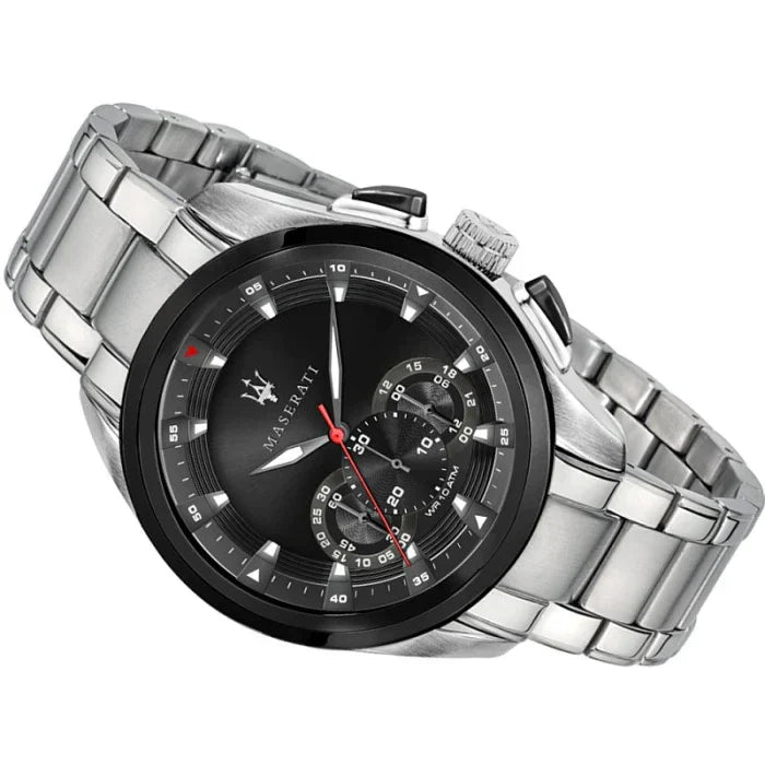 Maserati Traguardo Analog Black Dial Stainless Steel Watch For Men - R8873612015 Watches Maserati   