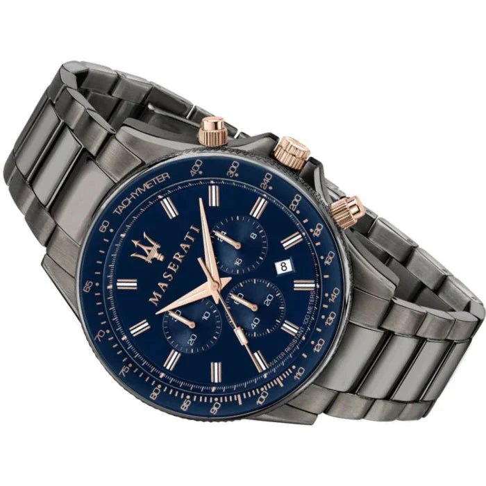 Maserati SFIDA Chronograph Blue Dial Stainless Steel Watch For Men - R8873640001 Watches Maserati   