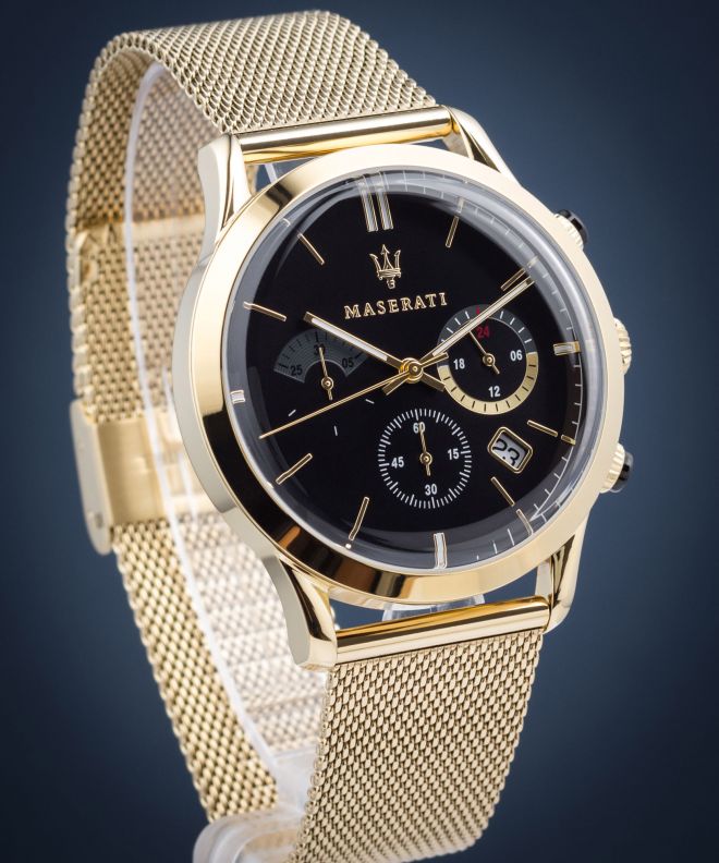 Maserati Ricordo Chronograph Black Dial Stainless Steel Mesh Bracelet Watch For Men - R8873633003 Watches Maserati   