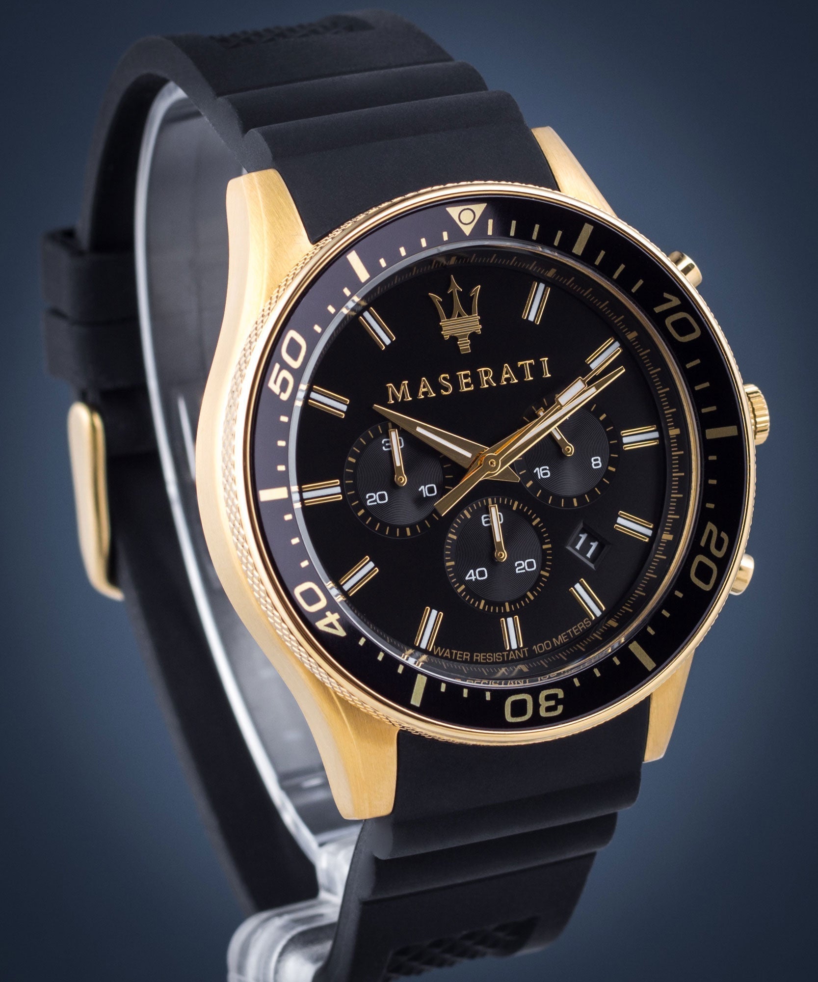 Maserati SFIDA Chronograph Black Dial Rubber Strap Watch For Men - R8871640001 Watches Maserati   