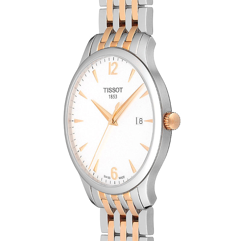 Tissot T Classic Tradition White Dial Two Tone Mesh Bracelet Watch For Men - T063.610.22.037.01 Watches Tissot   