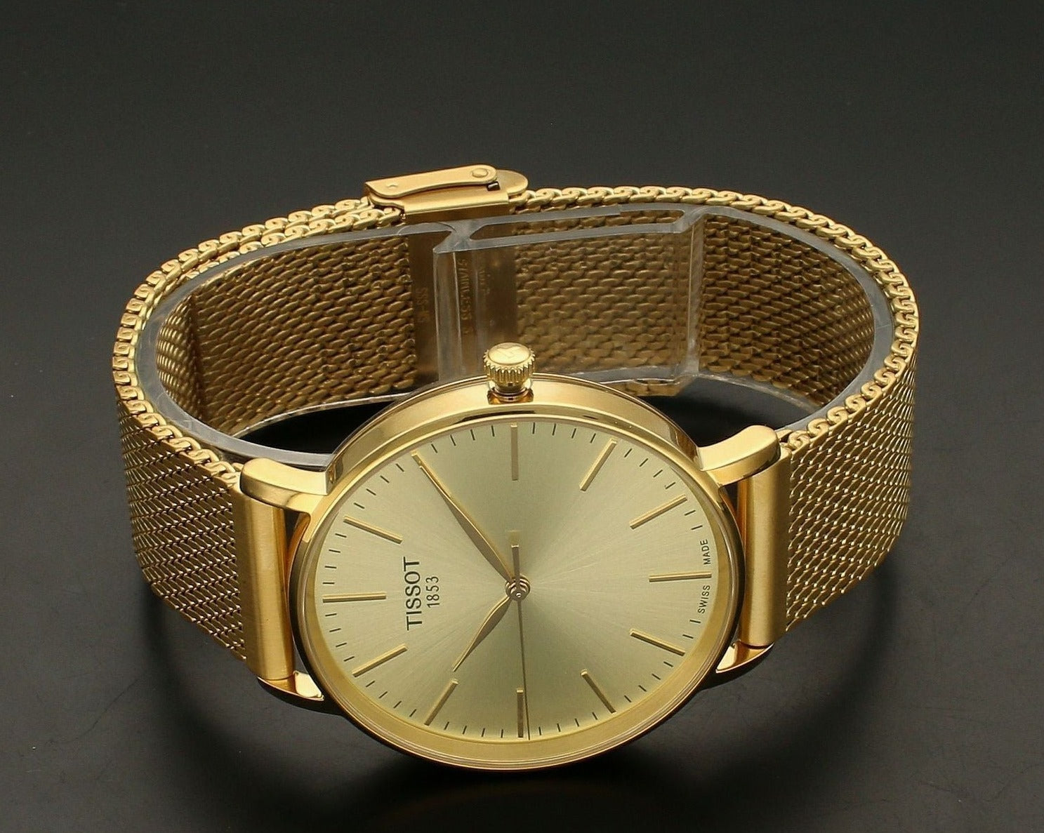 Tissot Everytime Gent Gold Dial Gold Mesh Bracelet Watch for Men - T143.410.33.021.00 Watches Tissot   