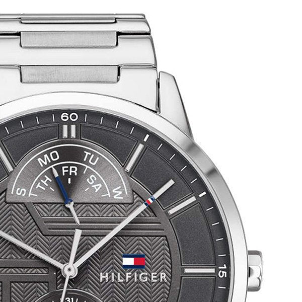 Tommy Hilfiger Hunter Grey Dial Silver Stainless Steel Strap Watch for Men - 1791608 Watches Tommy Hilfiger   