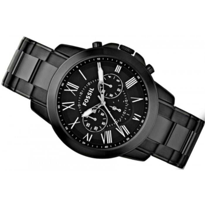 Fossil Grant Chronograph Black Dial Black Steel Strap Watch for Men - FS4832 Watches Fossil   