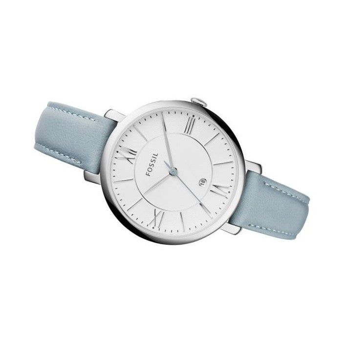 Fossil Jacqueline White Dial Light Blue Leather Strap Watch for Women - ES3821 Watches Fossil   