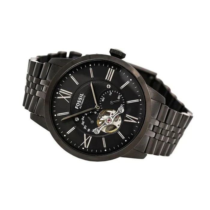 Fossil Townsman Multi Function Mechanical Black Dial Black Steel Strap Watch for Men - ME3062 Watches Fossil   