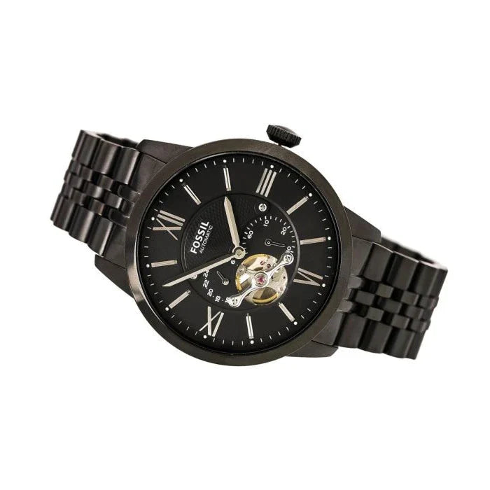 Fossil Townsman Multi Function Mechanical Black Dial Black Steel Strap Watch for Men - ME3062 Watches Fossil   