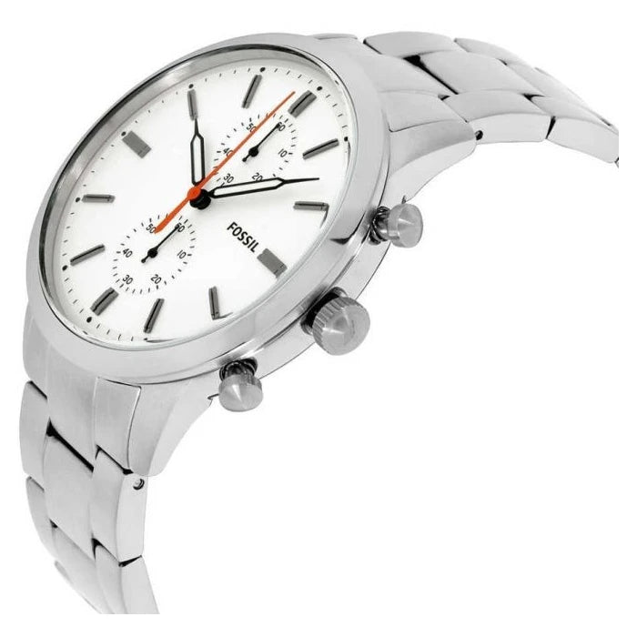 Fossil Townsman White Dial Silver Steel Strap Watch for Men - FS5346 Watches Fossil   