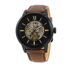 Fossil Townsman Automatic Black Dial Brown Leather Strap Watch for Men - ME3155 Watches Fossil   