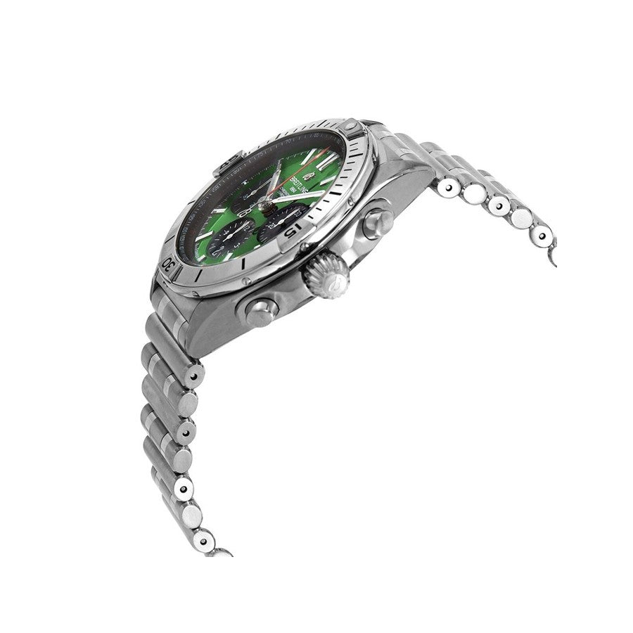Breitling Chronomat B01 42mm Green Dial Silver Steel Strap Watch for Men - AB01343A1L1A1 Watches Breitling   