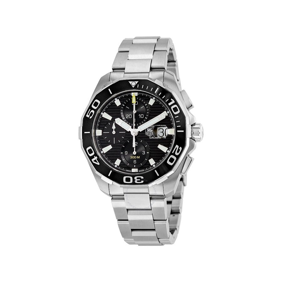 Tag Heuer Aquaracer Calibre 16 Day-Date Black Dial Silver Steel Strap Watch for Men - CAY211A.BA0927 Watches Tag Heuer   