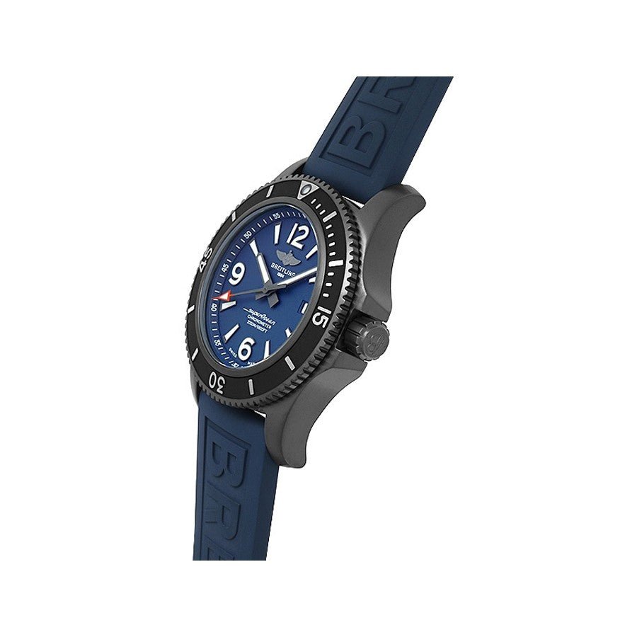 Breitling Superocean Automatic 46mm Blue Dial Blue Rubber Strap Watch for Men - M17368D71C1S1 Watches Breitling   