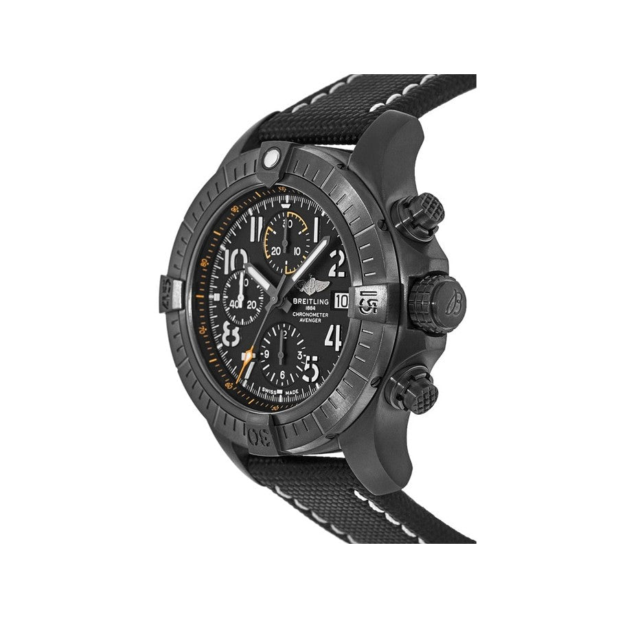 Breitling Avenger Chronograph 45mm Night Mission Black Dial Black Nylon Strap Watch for Men - V13317101B1X1 Watches Breitling   