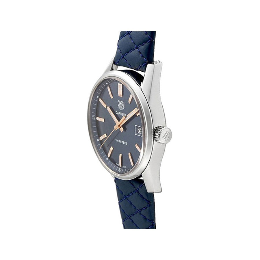 Tag Heuer Carrera Quartz 39mm Blue Dial Blue Calfskin Strap Watch for Women - WAR1112.FC6391 Watches Tag Heuer   