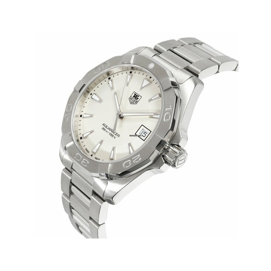 Tag Heuer Aquaracer 41mm Quartz White Dial Silver Steel Strap Watch for Men - WAY1111.BA0928 Watches Tag Heuer   